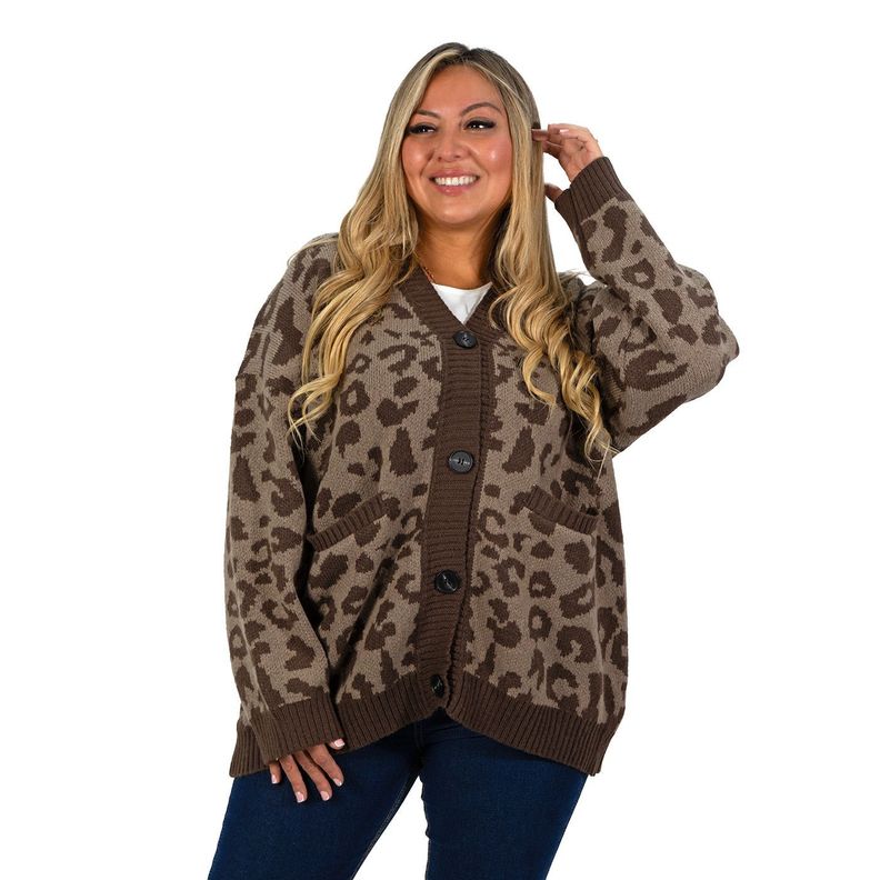 Cárdigan Mujer botones Oversize Animal print colores HIPSY-0