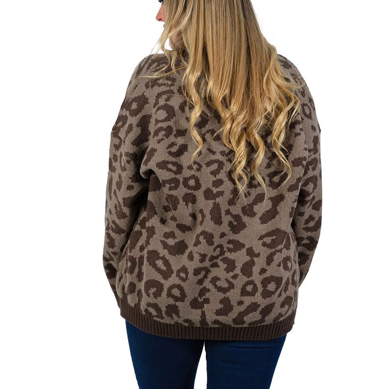 Cárdigan Mujer botones Oversize Animal print colores HIPSY-1