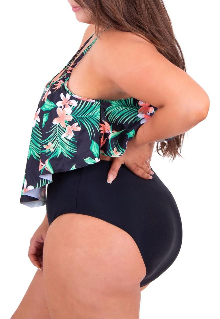Bikini Tiro Alto Floral Cruzado-1