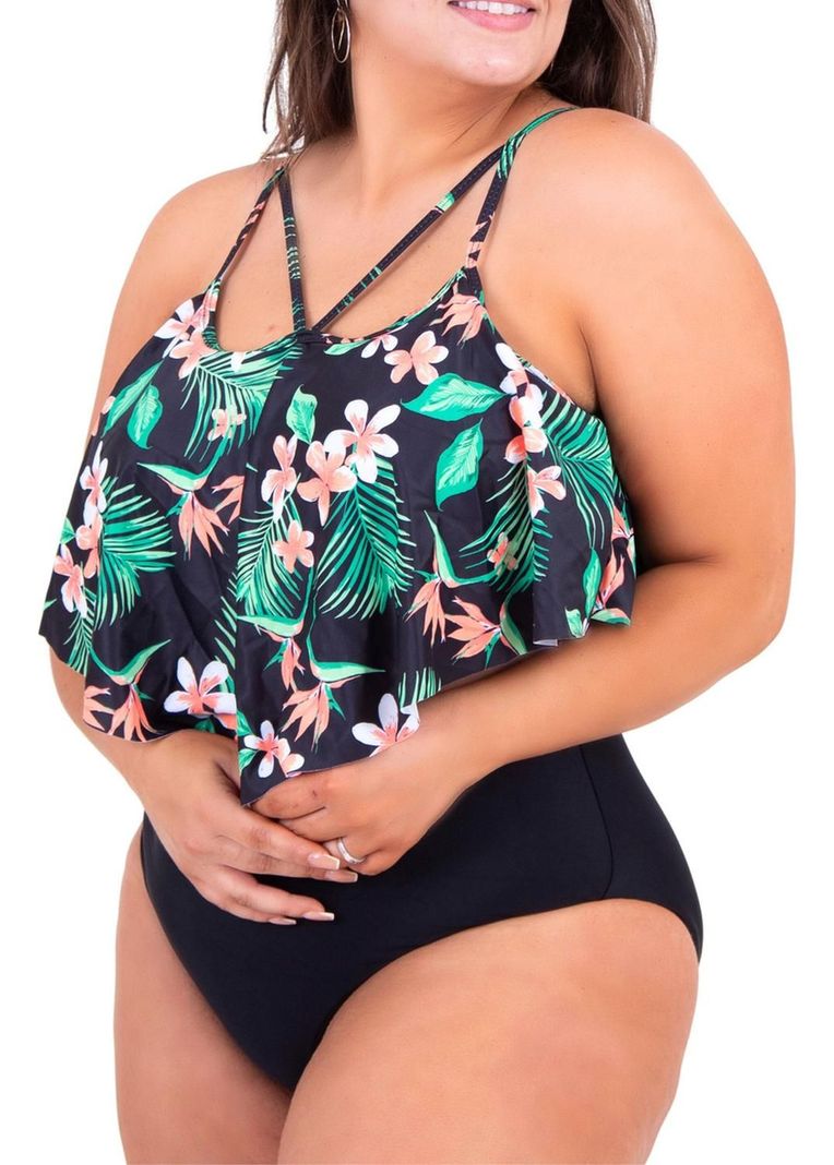 Bikini Tiro Alto Floral Cruzado-2