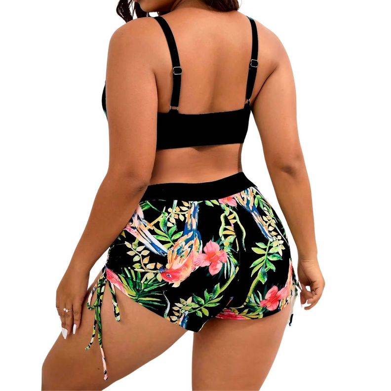 Bikini tiro alto straps short plus size colores-1