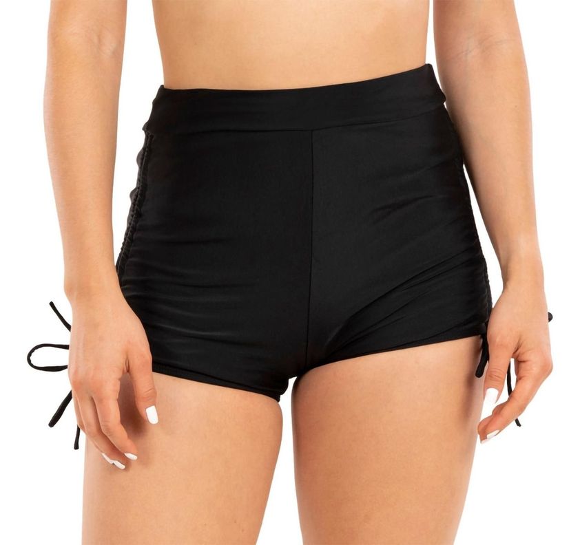 Short Traje De Baño Bikini Tiro Alto Pretina Con Straps-0
