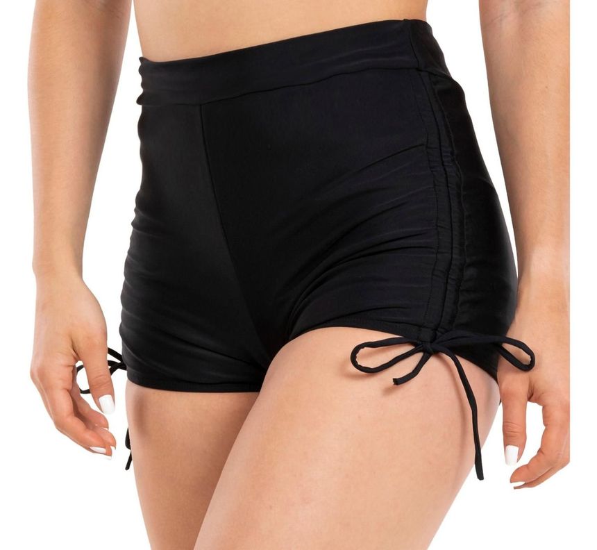 Short Traje De Baño Bikini Tiro Alto Pretina Con Straps-1