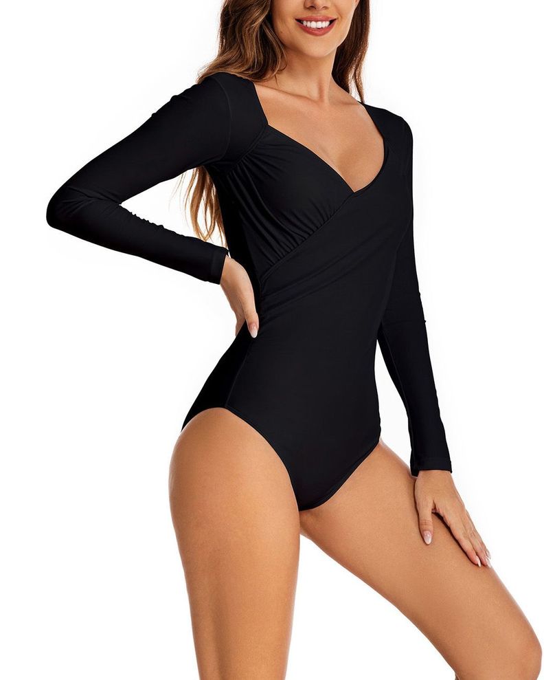Traje de baño manga larga surf negro Cloe-3