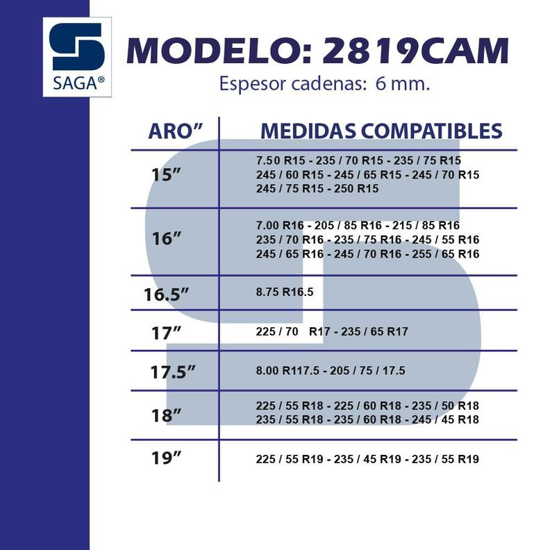 Kit cadena para nieve 2819 cam + Tensor cadena + Cadena líquida antideslizante para nieve -1