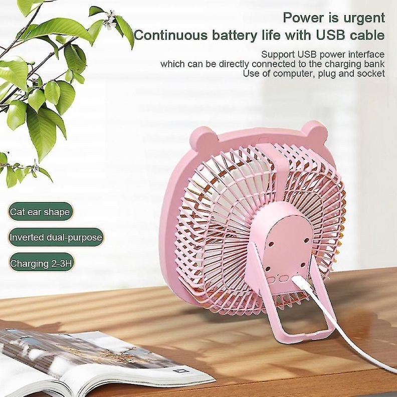 Ventilador De Mesa Con Iluminación Usb rosa-2