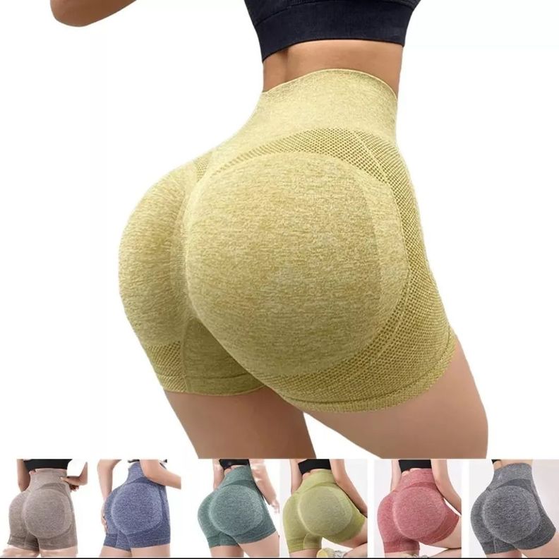 2 Short Mujer Calza Deportiva Short Push Up Levanta Cola Ocre-2