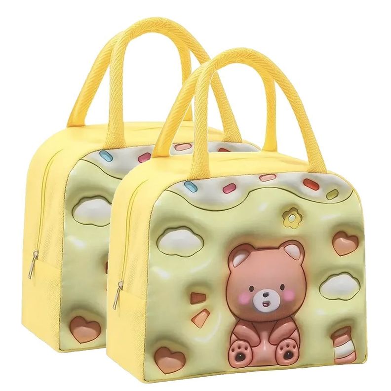 2 Bolso Termico Tipo Lonchera Con Efecto 3d Amarillo-2