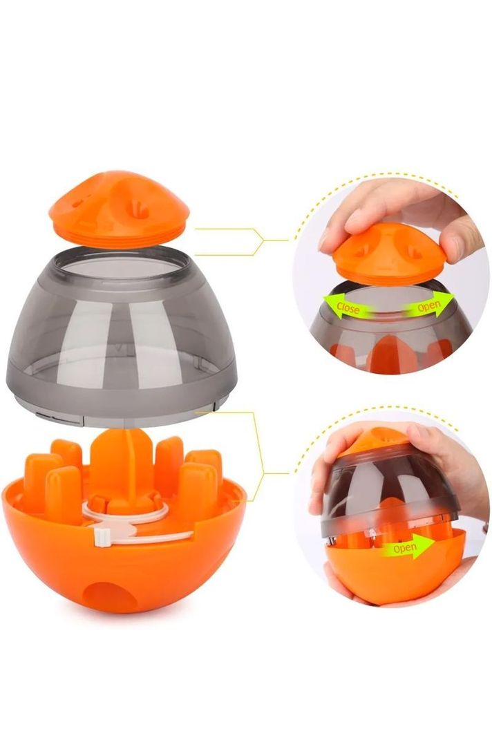 Dispensador De Comida Juguete Bola Interactiva Para Perros Naranjo-2