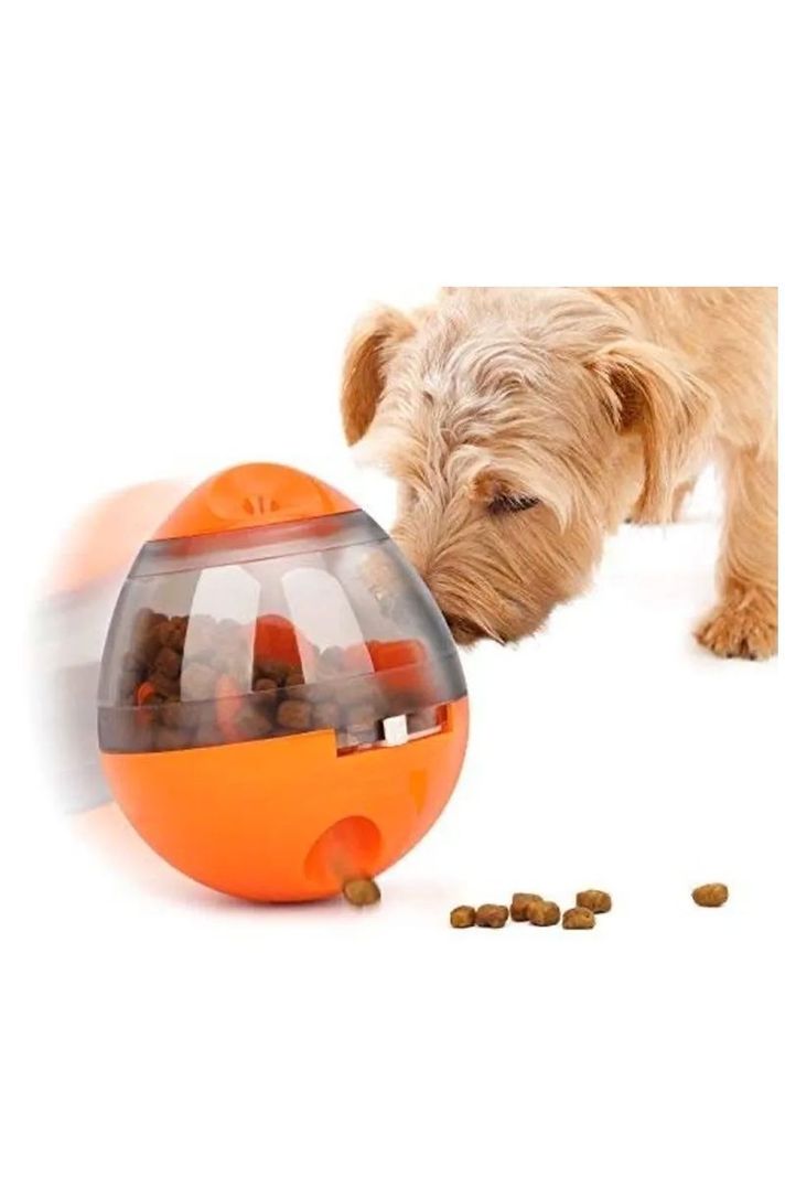 Dispensador De Comida Juguete Bola Interactiva Para Perros Naranjo-1