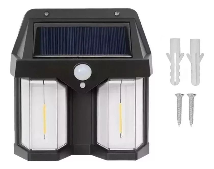 Lámpara Farol Solar Doble Con Sensor Luz Cálida-0