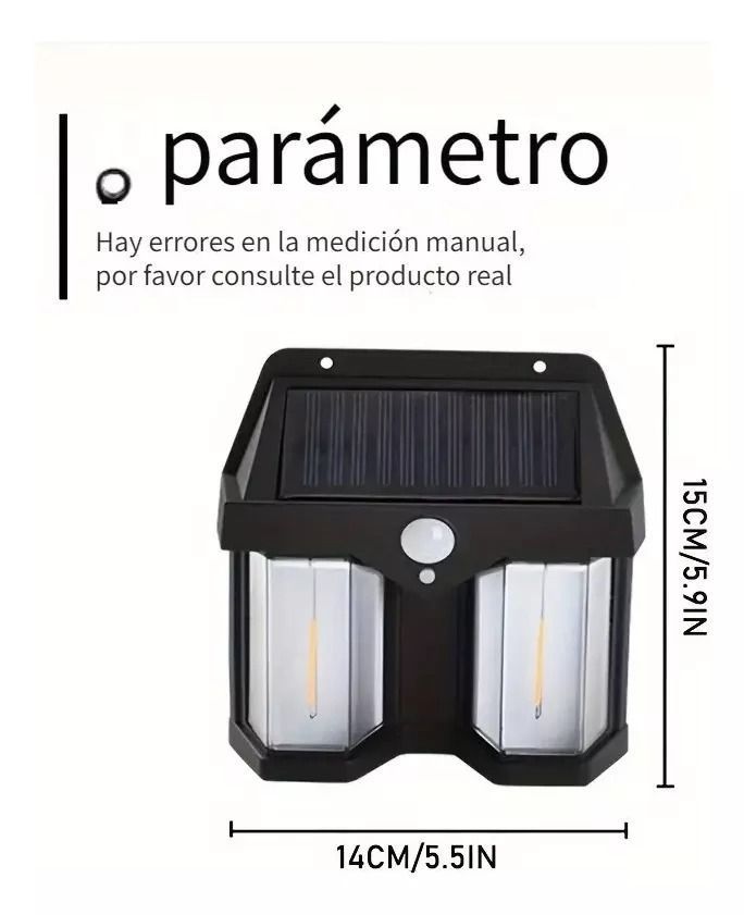 Lámpara Farol Solar Doble Con Sensor Luz Cálida-1