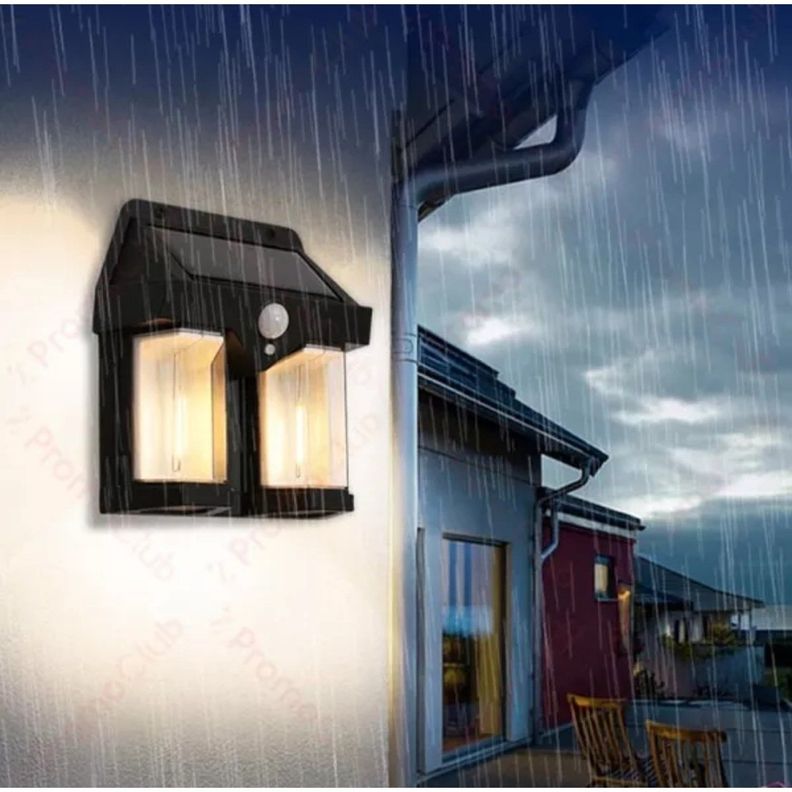 Lámpara Farol Solar Doble Con Sensor Luz Cálida-4