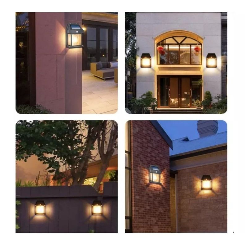 Lámpara Farol Solar Doble Con Sensor Luz Cálida-5