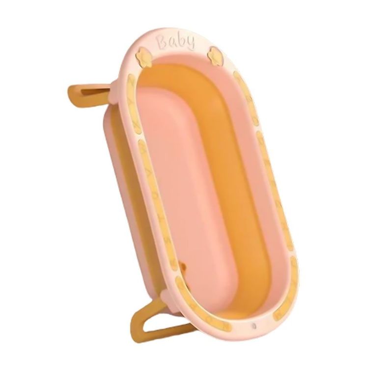 Tina Bañera Plegable Bebé Antideslizante + Malla Rosa-1