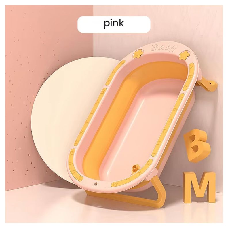 Tina Bañera Plegable Bebé Antideslizante + Malla Rosa-4