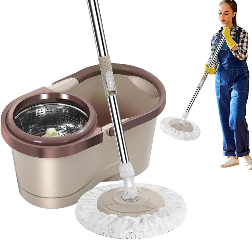 Mopa Giratoria 360 Con Balde Escurridor Cafe-5