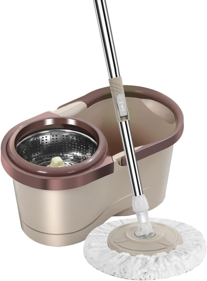 Mopa Giratoria 360 Con Balde Escurridor Cafe-0