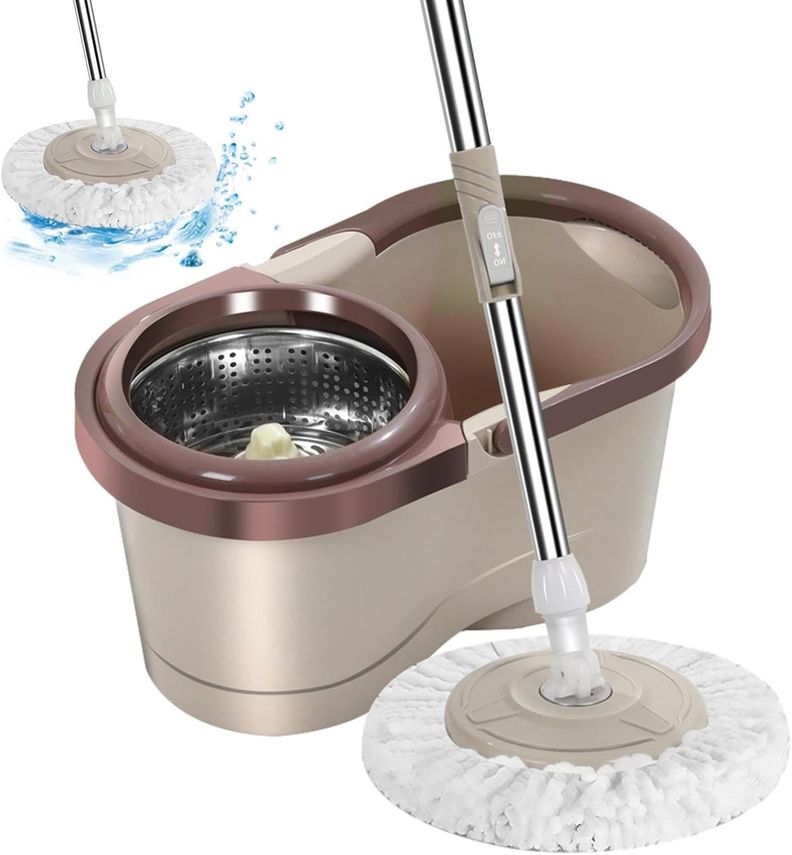 Mopa Giratoria 360 Con Balde Escurridor Cafe-1