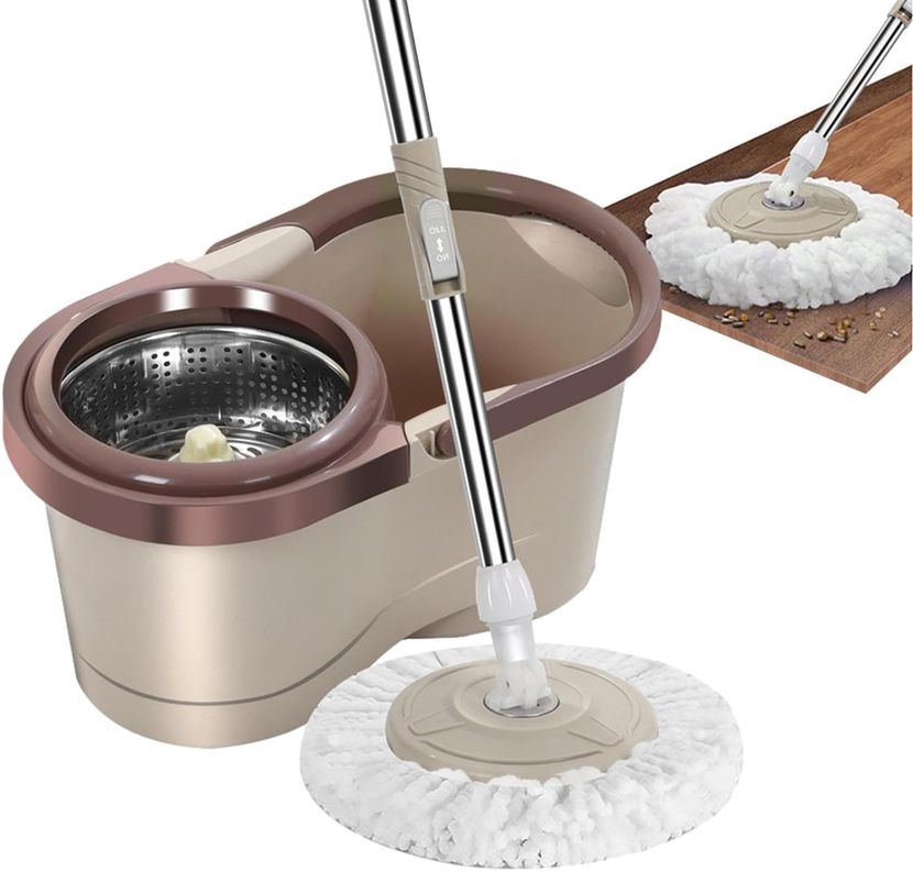 Mopa Giratoria 360 Con Balde Escurridor Cafe-2