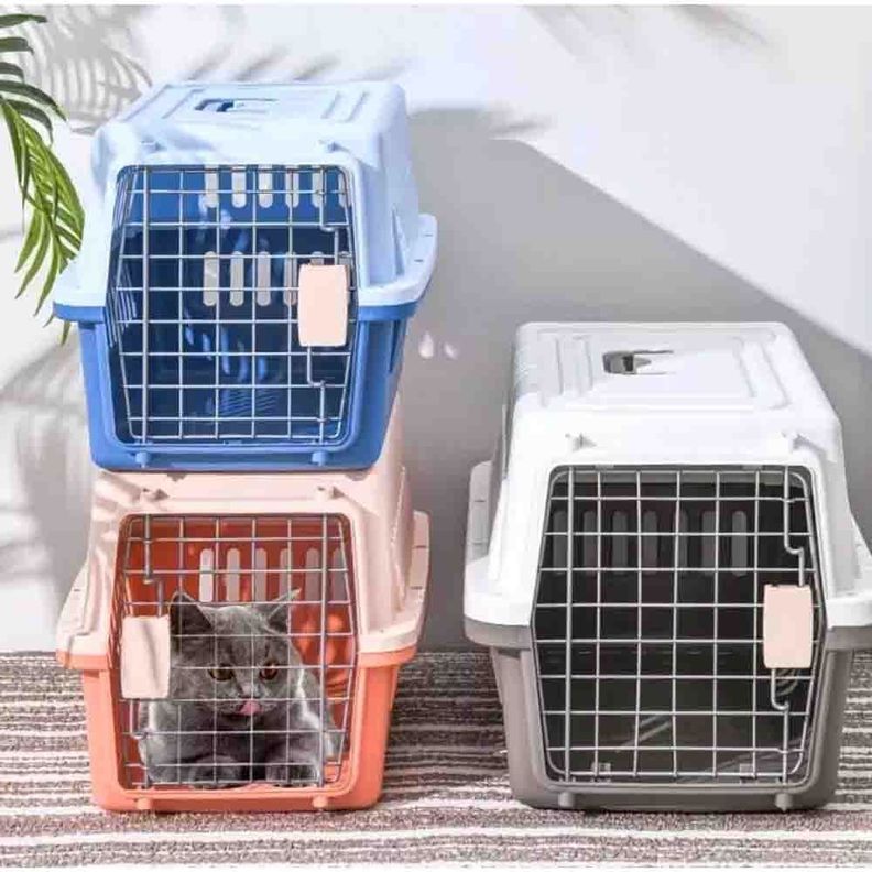 Canil Transportadora Gatos Perros Mascotas azul-1