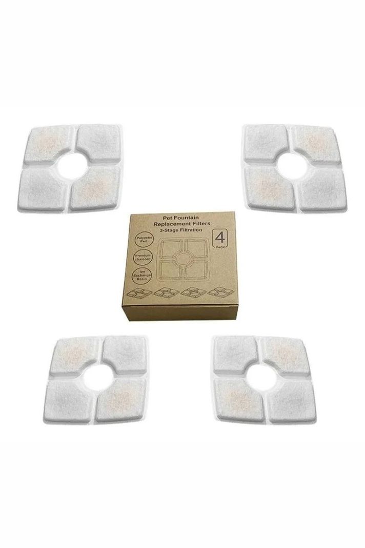 Pack 4 Filtros Agua Cuadrados Fuente Agua Eléctrica Mascota.-1