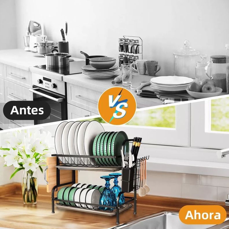 Secaplatos Escurridor Organizador De Platos Cocina Metal-1