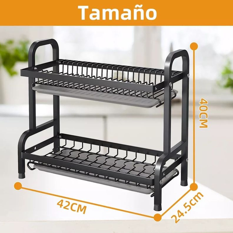 Secaplatos Escurridor Organizador De Platos Cocina Metal-3