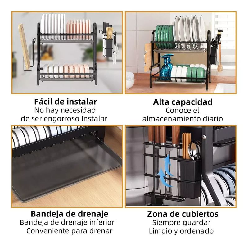 Secaplatos Escurridor Organizador De Platos Cocina Metal-5