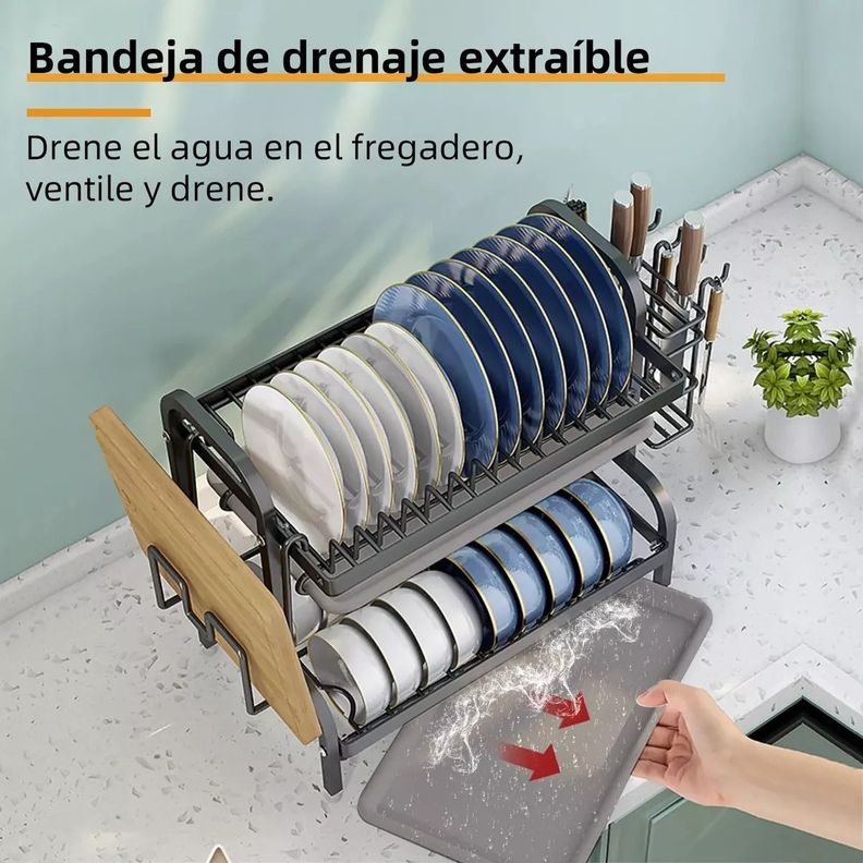 Secaplatos Escurridor Organizador De Platos Cocina Metal-7