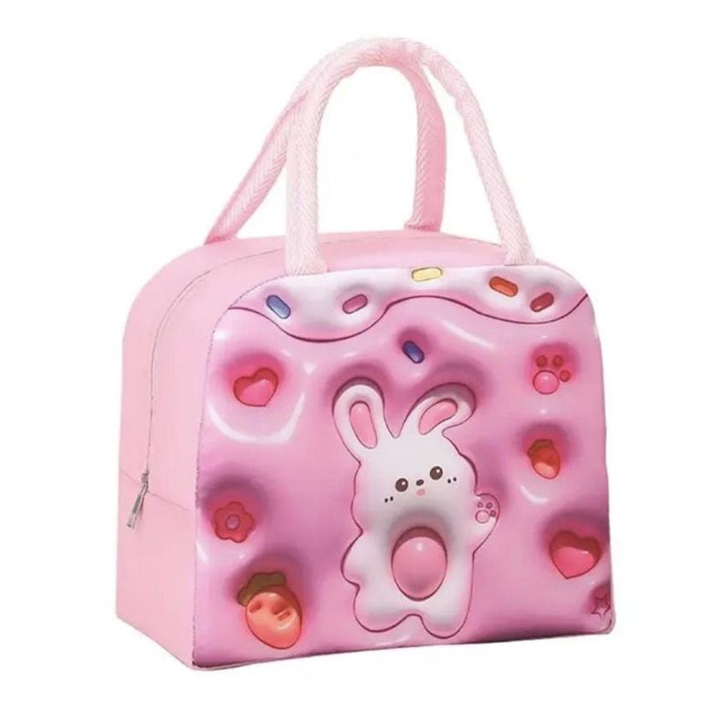 2 Bolso Termico Tipo Lonchera Con Efecto 3d Rosa-1