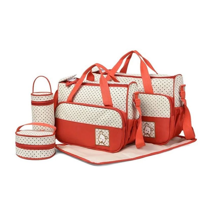 Pañalera Bolso Materno Práctico Moda Bebe Portátil Rojo-0