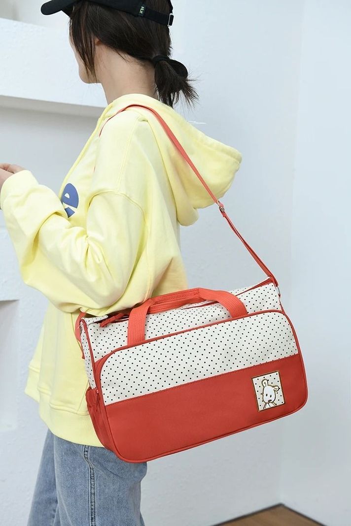 Pañalera Bolso Materno Práctico Moda Bebe Portátil Rojo-3
