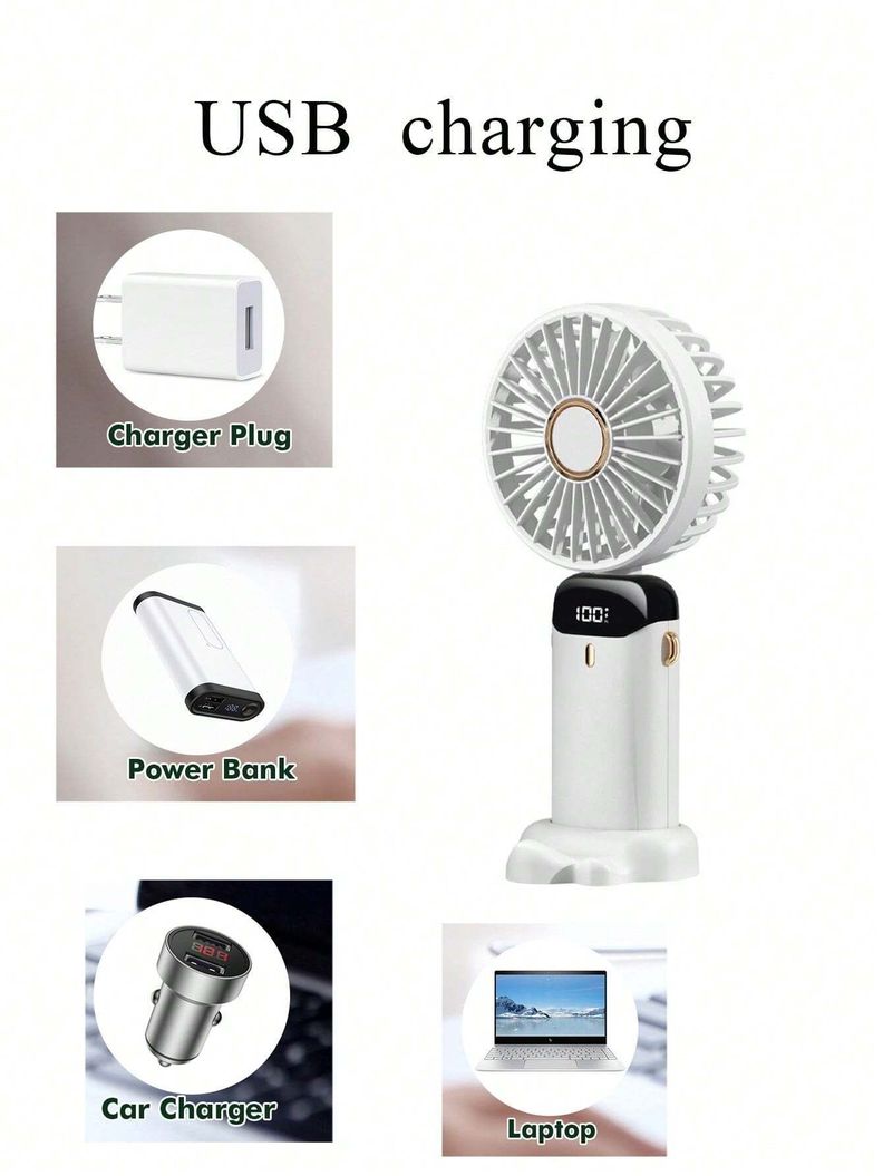 Ventilador De Mano Portátil Pequeño Enfriador Blanco-1