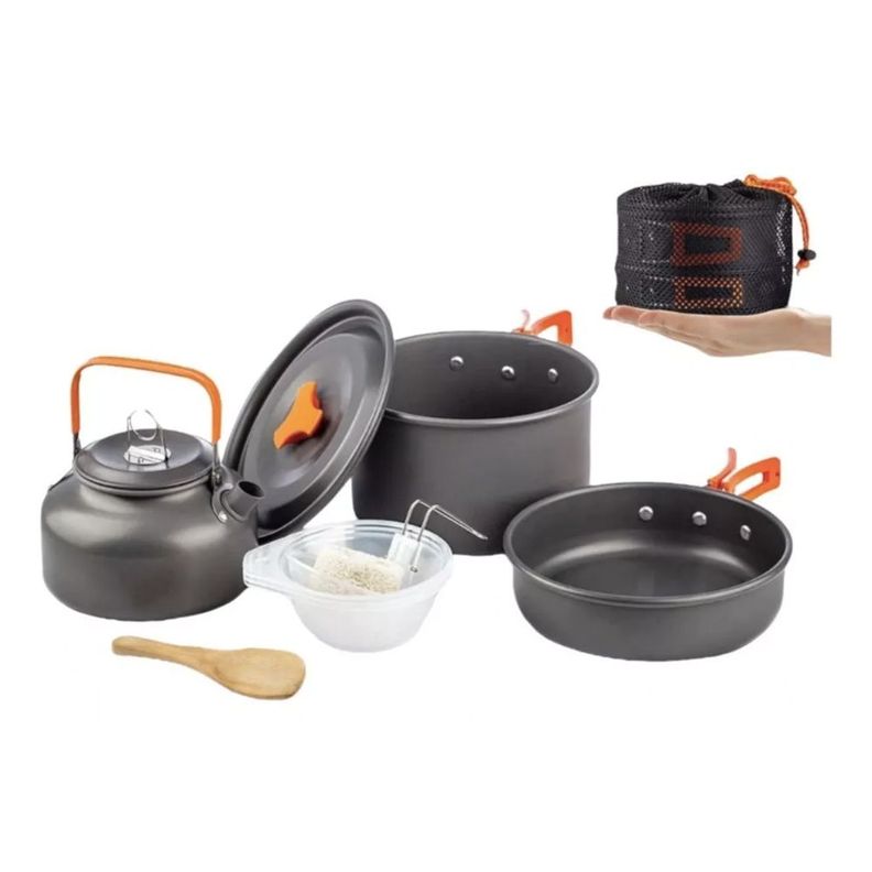 Set Ollas Y Tetera Ligera Y Portable Para Camping 3 Personas-0