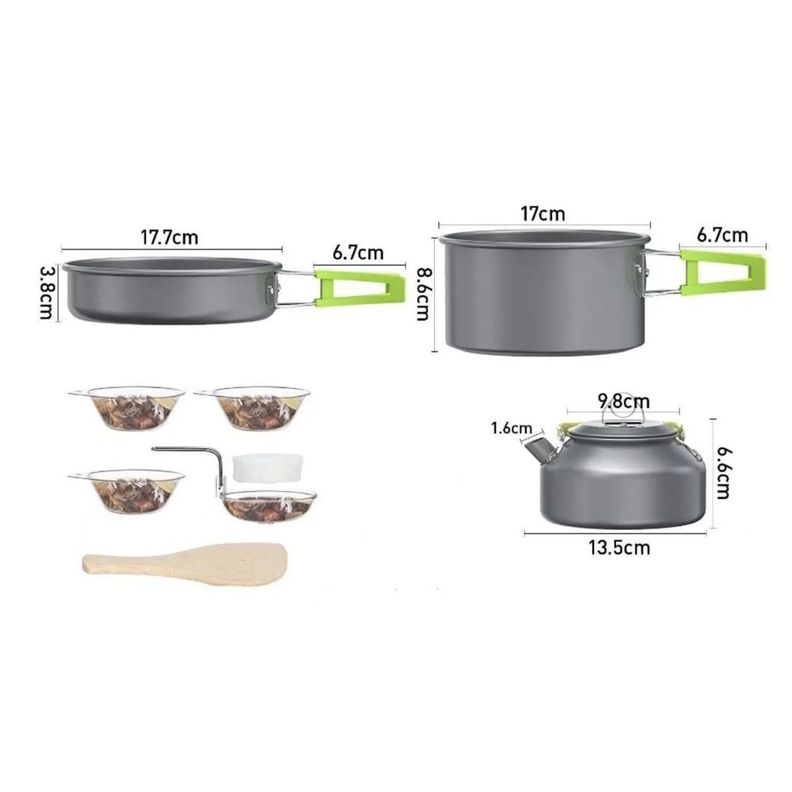 Set Ollas Y Tetera Ligera Y Portable Para Camping 3 Personas-1