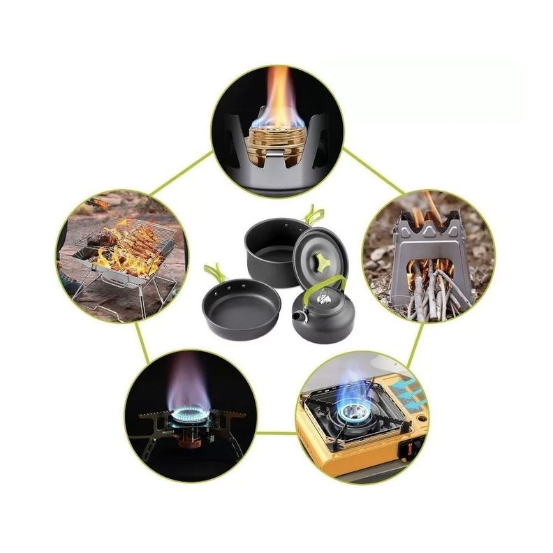 Set Ollas Y Tetera Ligera Y Portable Para Camping 3 Personas-2