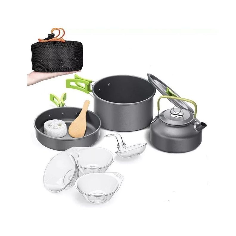 Set Ollas Y Tetera Ligera Y Portable Para Camping 3 Personas-3