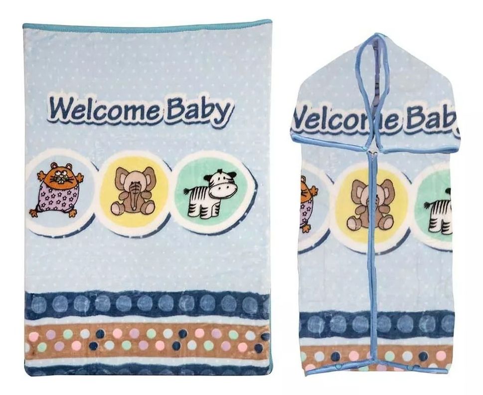 Saco Bebe Con Broche Animalistos Celeste Bebesit-0