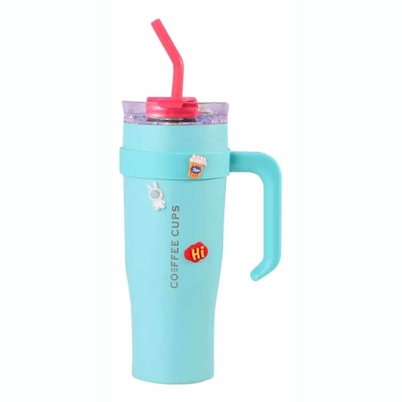 Vaso Térmico Mug De Acero Inoxidable 1.2 L Con Frio Y Calor Celeste-0