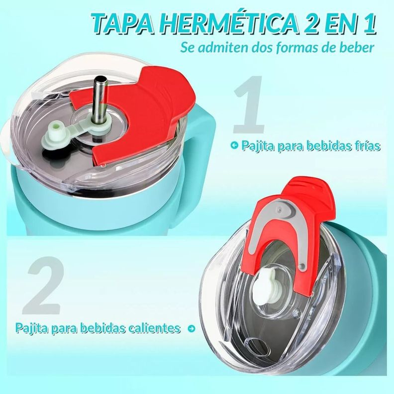 Vaso Térmico Mug De Acero Inoxidable 1.2 L Con Frio Y Calor Celeste-6