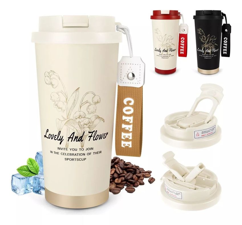 Termo Para Cafe Mug Vaso Termico 530ml Sellable Inoxidable Blanco-0
