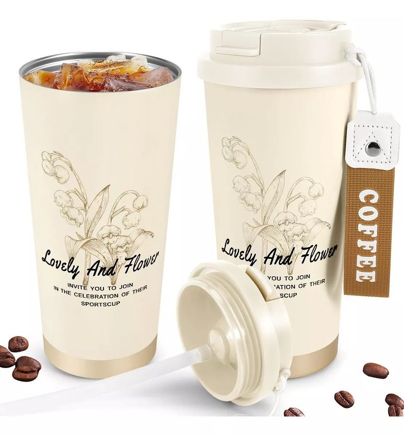 Termo Para Cafe Mug Vaso Termico 530ml Sellable Inoxidable Blanco-1