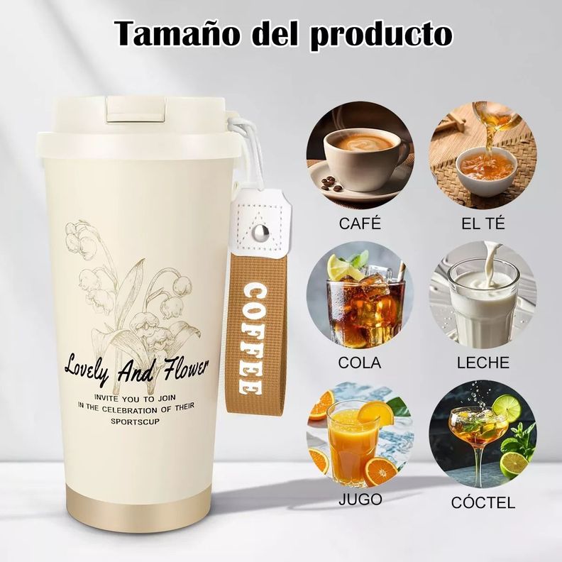 Termo Para Cafe Mug Vaso Termico 530ml Sellable Inoxidable Blanco-3