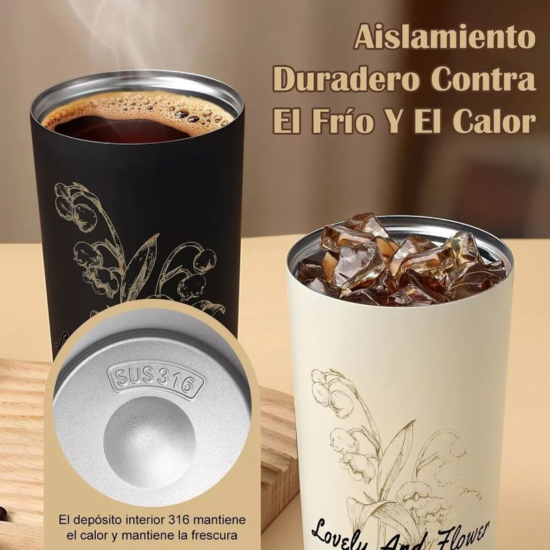 Termo Para Cafe Mug Vaso Termico 530ml Sellable Inoxidable Blanco-6