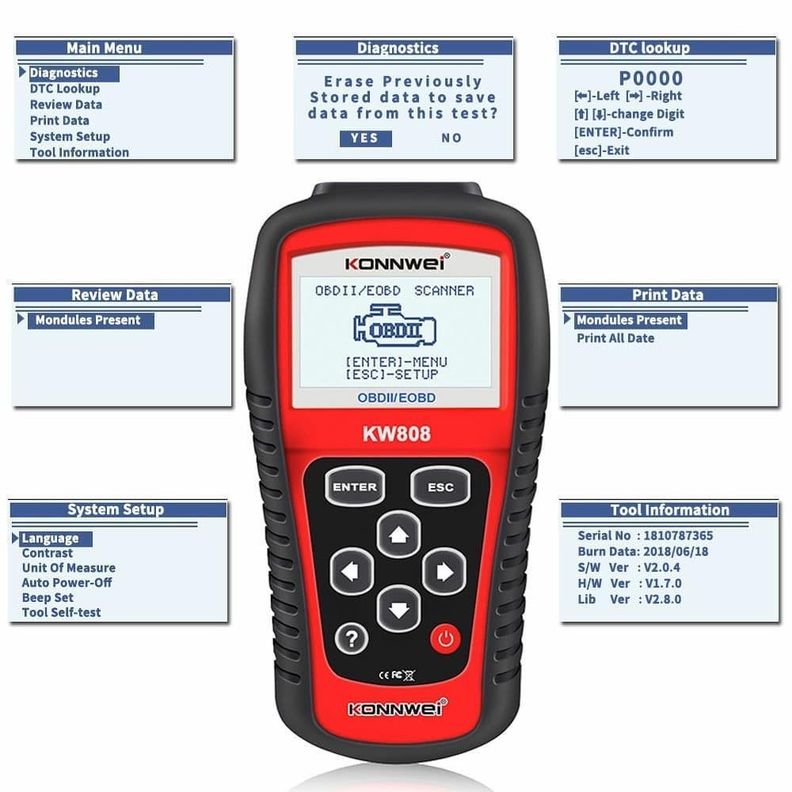Escáner Automotriz Obd2 Multifuncional Con Pantalla Lcd-2