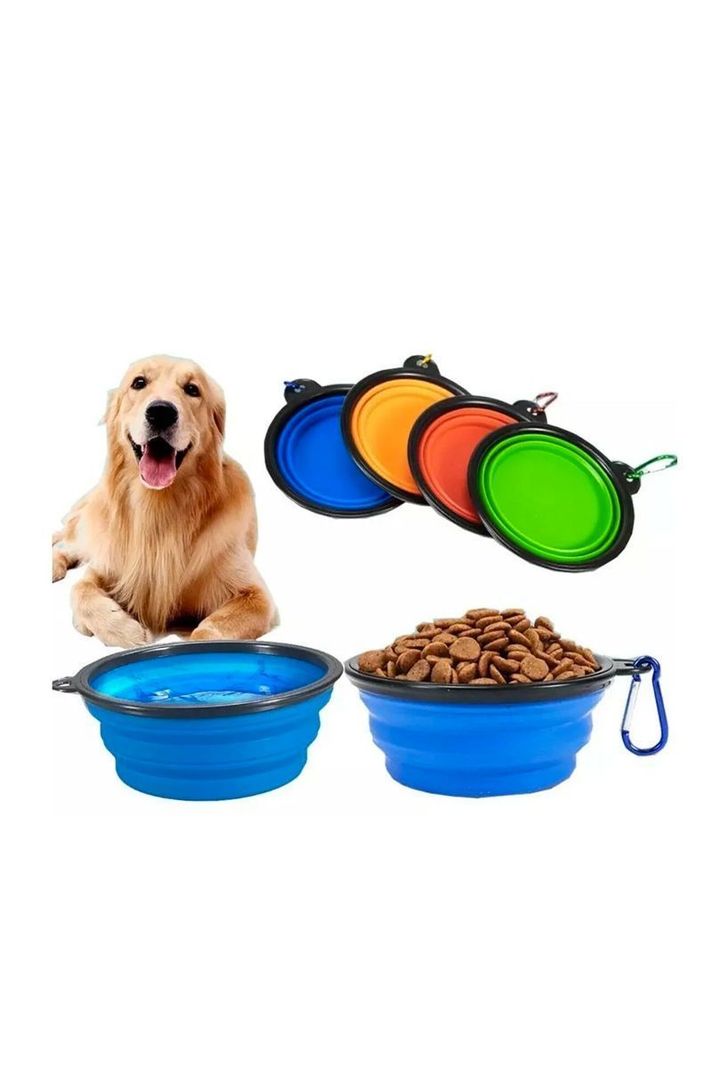 Plato Plegable Mascota Viaje Portatil Agua-2