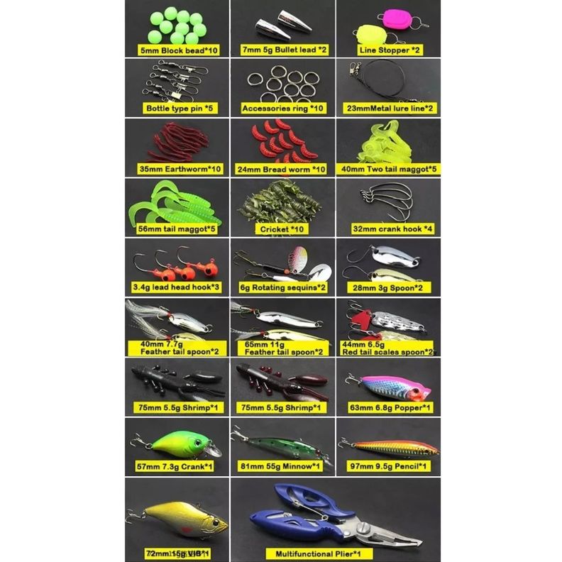 Kit De 101 Piezas De Señuelo Cebo Moscas Anzuelos Para Pesca-7