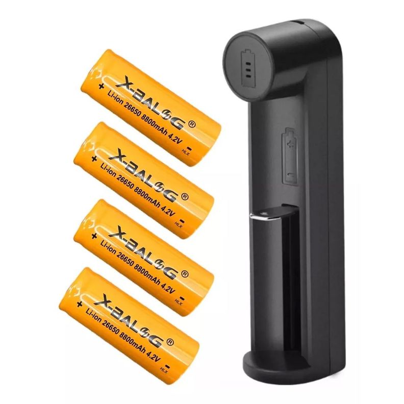 Cargador Pilas De Litio Incluye 4 Pilas 26650 8800mah 4.2v-0