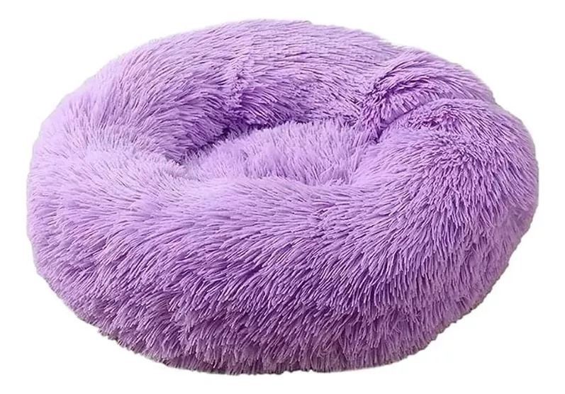 Cama Felpa Peludas De 60 Cm Para Mascotas Perros Morado-0
